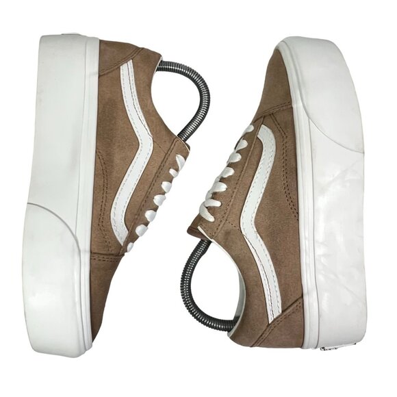 Vans Old Skool Womens sz 6 Stackform Wedge Burro Tan Brown Suede Skate Sneakers - Picture 3 of 10